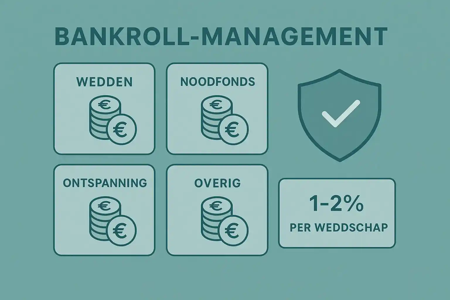 Bankroll management visualisatie met georganiseerde budget verdeling en beschermend schild