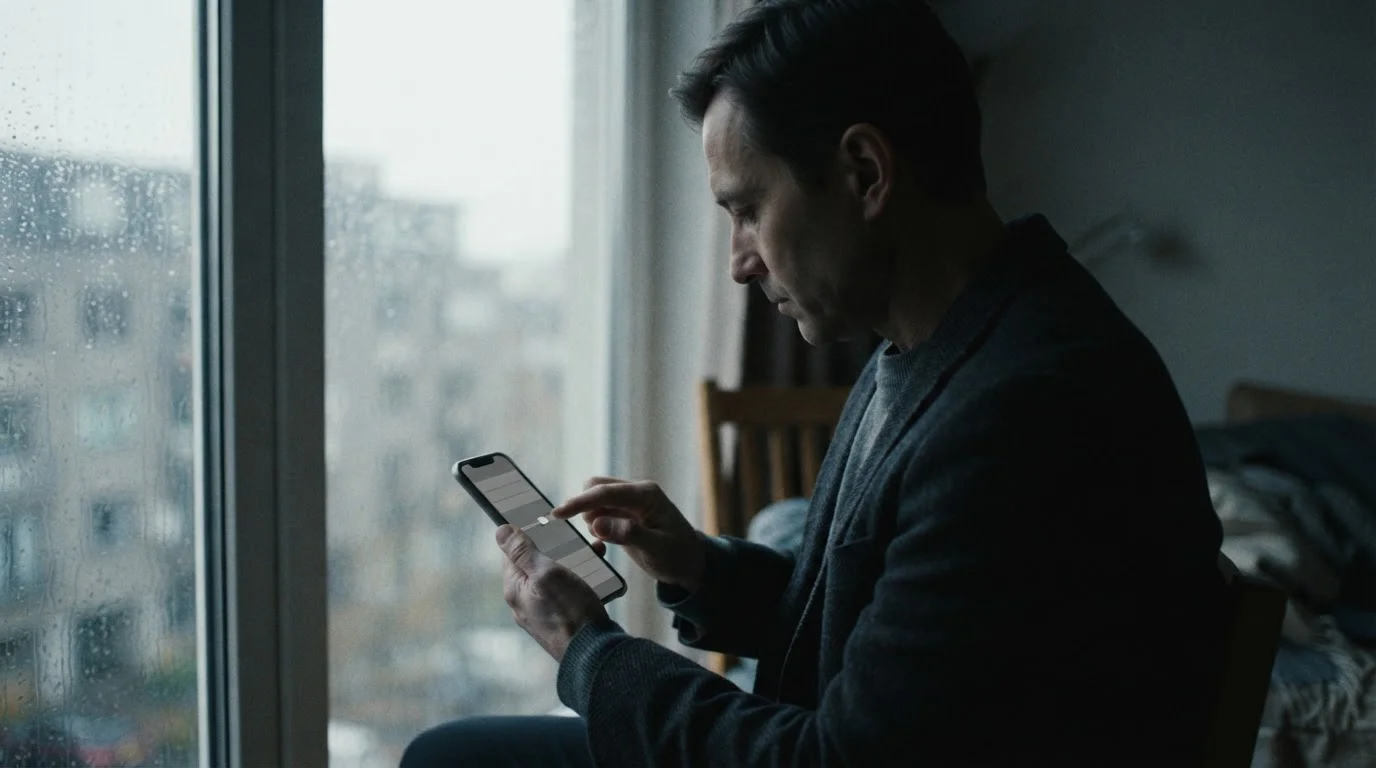 Silhouet van iemand die op een telefoon een limietinstelling aanpast bij een raam