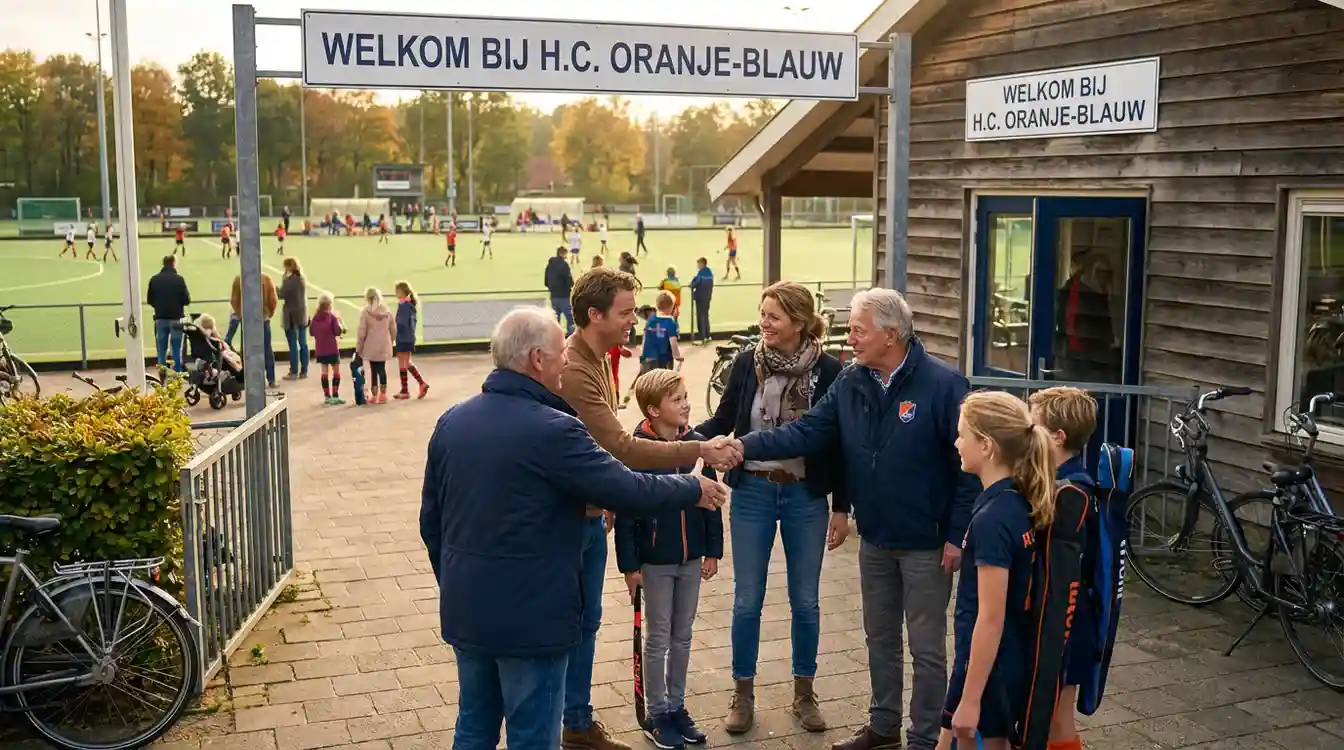 Nieuwe leden worden welkom geheten bij een Nederlandse hockeyclub