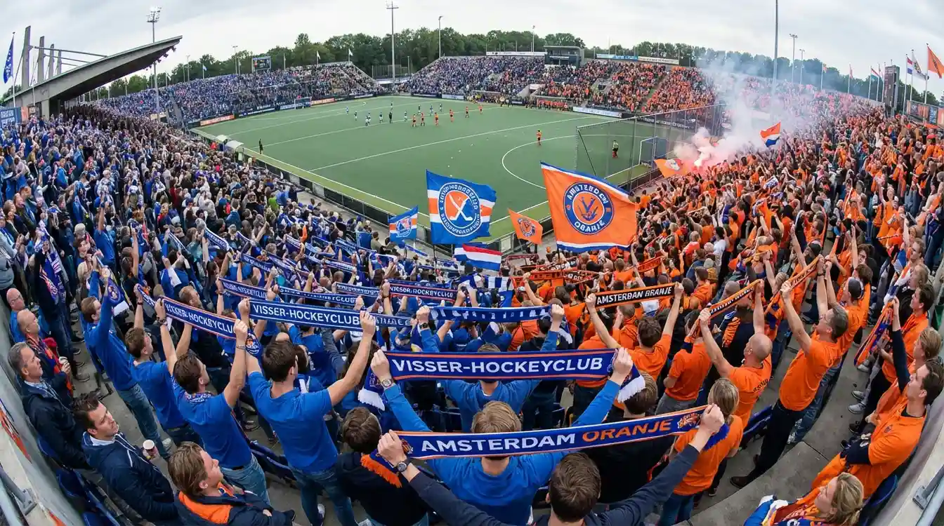 Volle tribunes tijdens de Klassieker met supporters van beide clubs