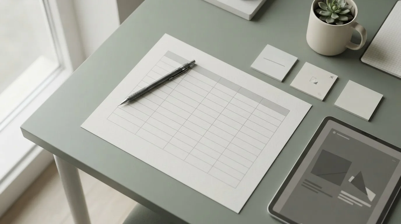 Vergelijkingstabel van aanbieders op een bureau met notities
