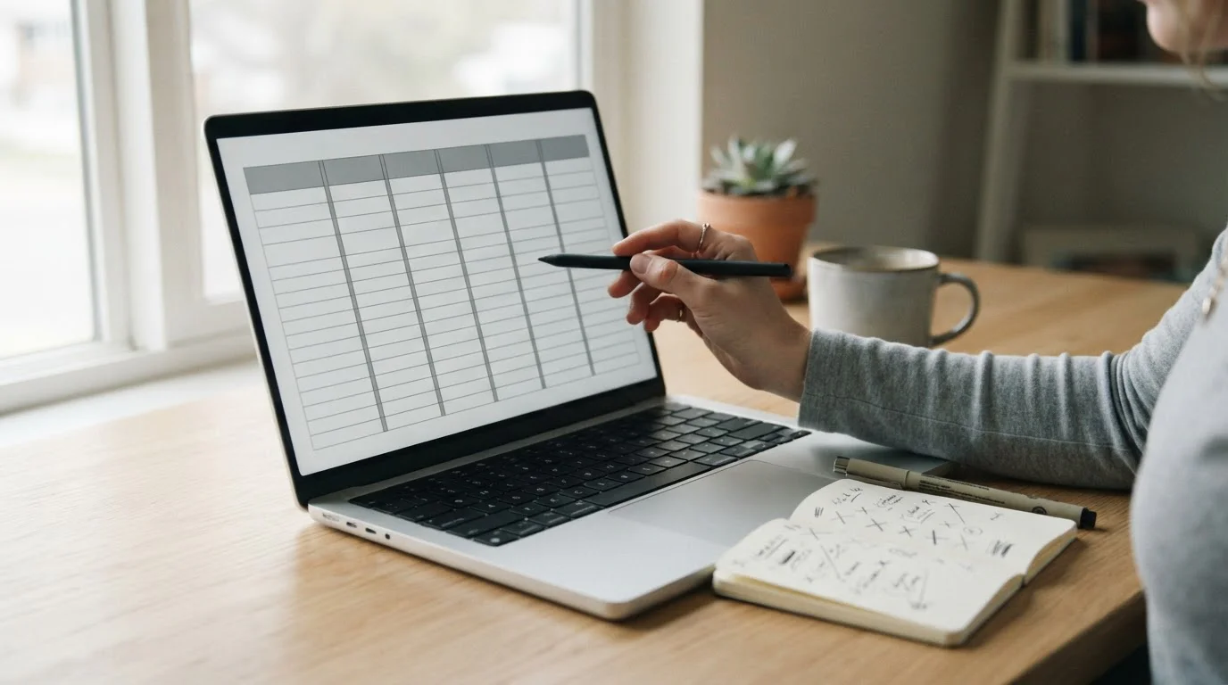 Vergelijkende tabel van aanbieders op een laptopscherm