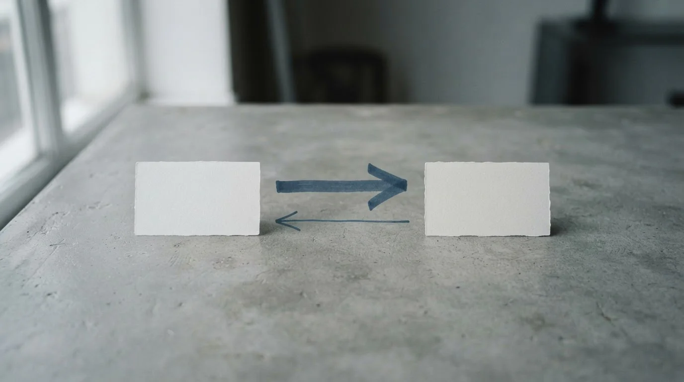 Twee pijlen tussen abstracte blokken symboliseren storten en uitbetalen