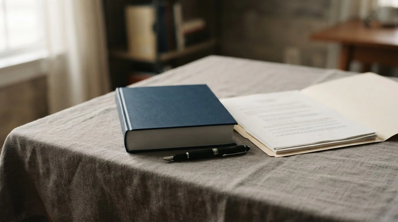 Documenten en wetboek op een bureau symboliseren het Nederlandse regelkader