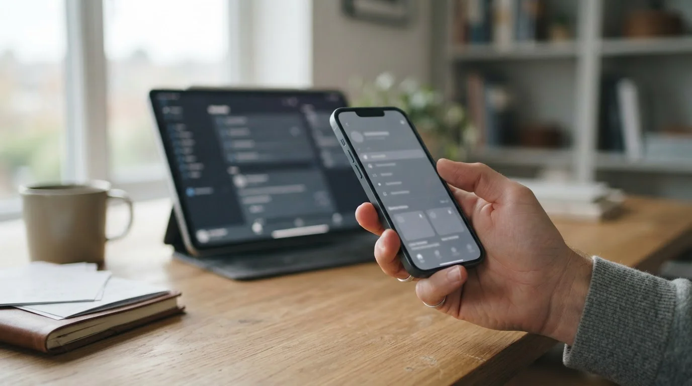 Smartphone en tablet naast elkaar met vervaagde interfaces voor app-vergelijking