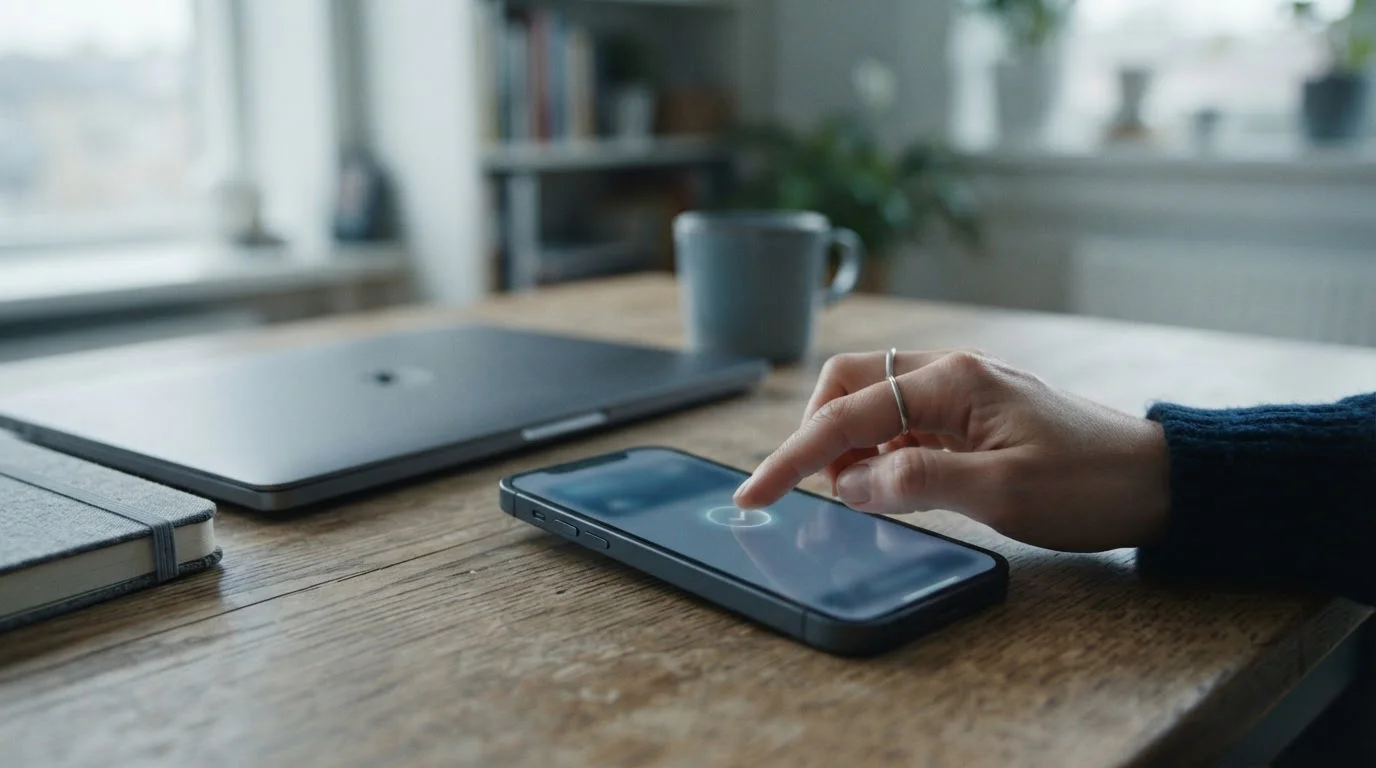 Hand die een betaalbevestiging bekijkt op een smartphonescherm