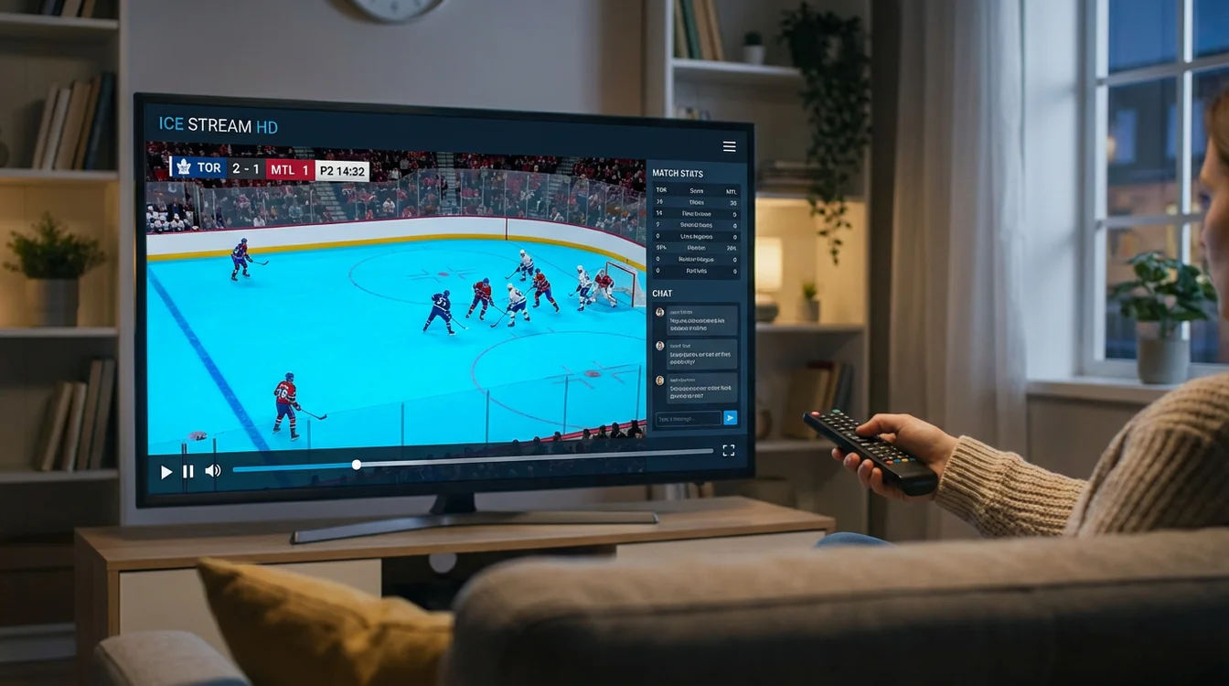 Televisie of laptop scherm met Viaplay hockey uitzending